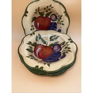 Home Trends "GRANADA" Fruit Pattern ~ Set of 4 ~ Soup Bowls ~ 8 1/4"